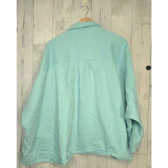 Eleven Paris Oversized French Terry Raglan Button Up Collared Sweatshirt Sz. L - Picture 3 of 8